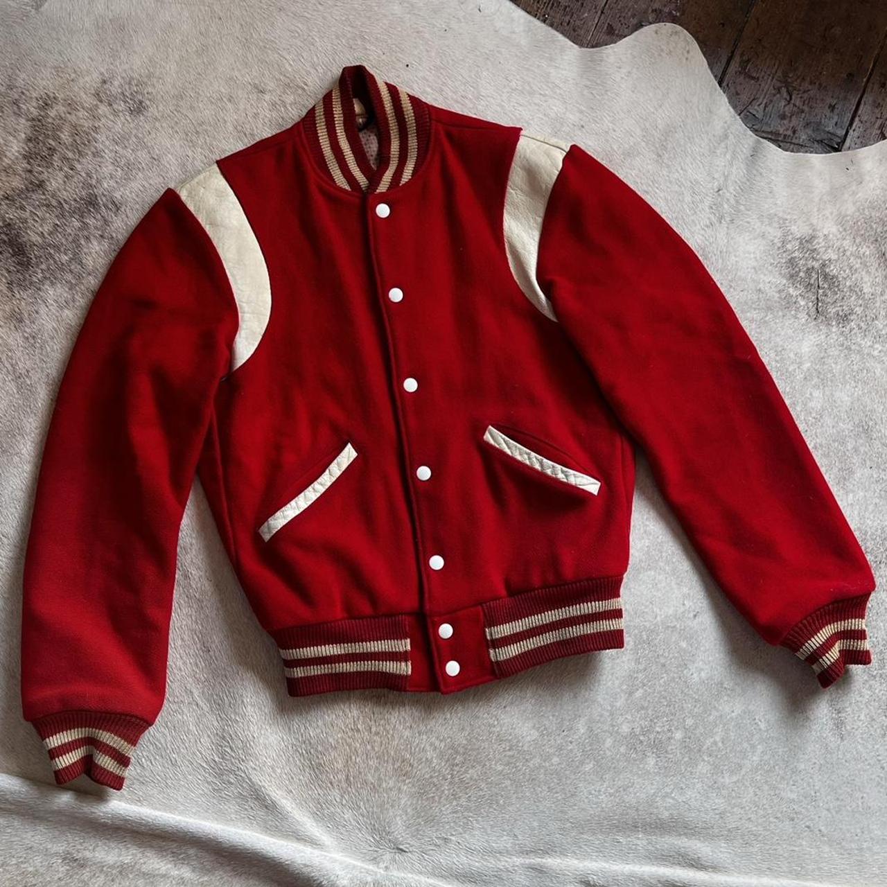 🏈🇺🇸 70’s VARSITY JACKET 🏈🇺🇸 BEAUTIFUL VINTAGE RED... - Depop