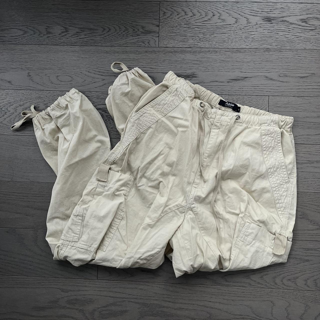 jaded london beige ecru parachute cargo pants in... Depop