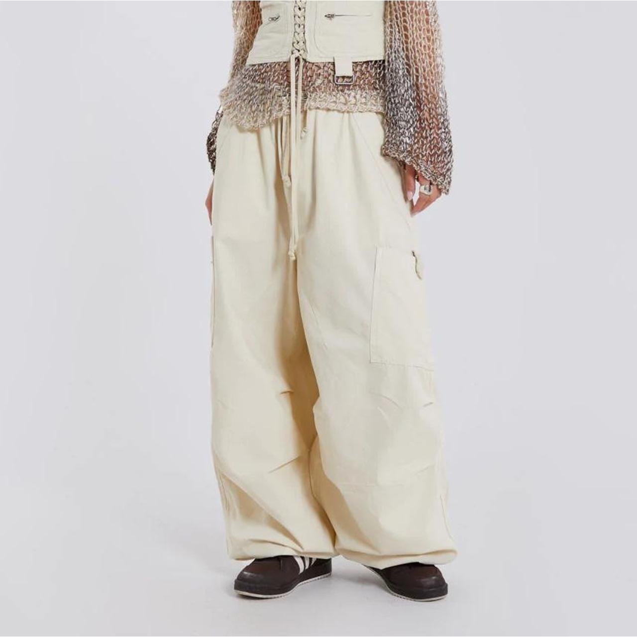jaded london beige ecru parachute cargo pants in... Depop