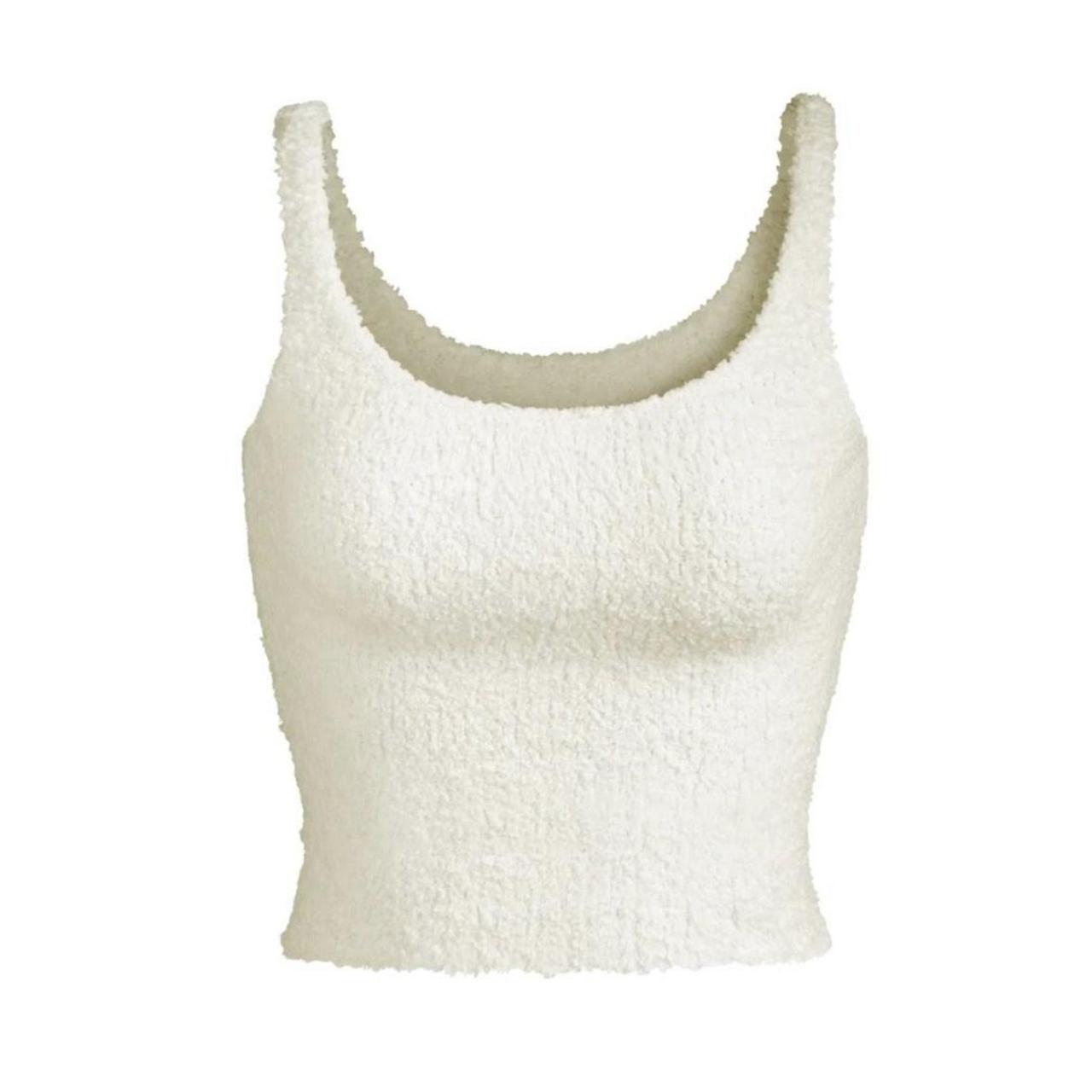 skims cozy knit tank top in white, size s/m - I'm - Depop