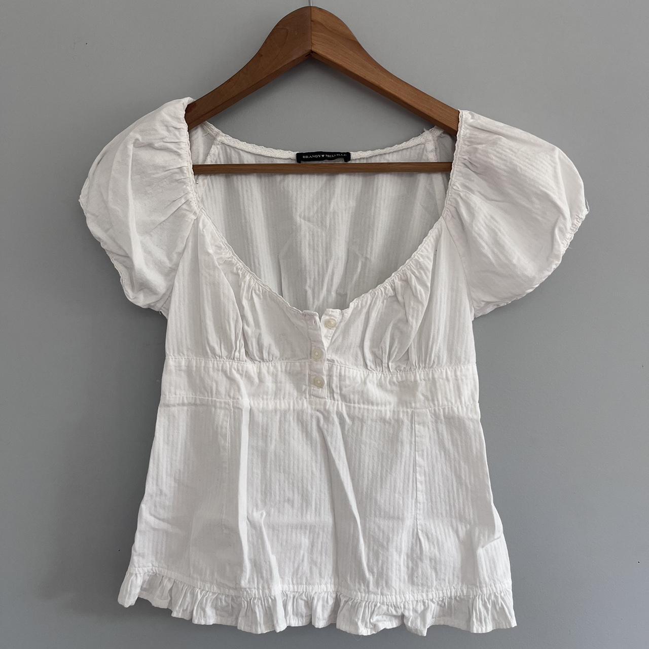 Blair Cotton Ruffle Top from Brandy Melville (Like... - Depop