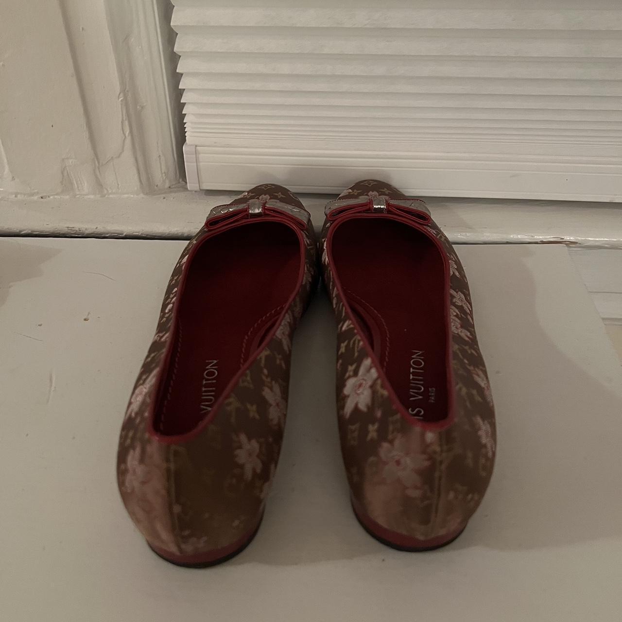 Louis Vuitton Brown Monogram Satin Cherry Blossom Flats