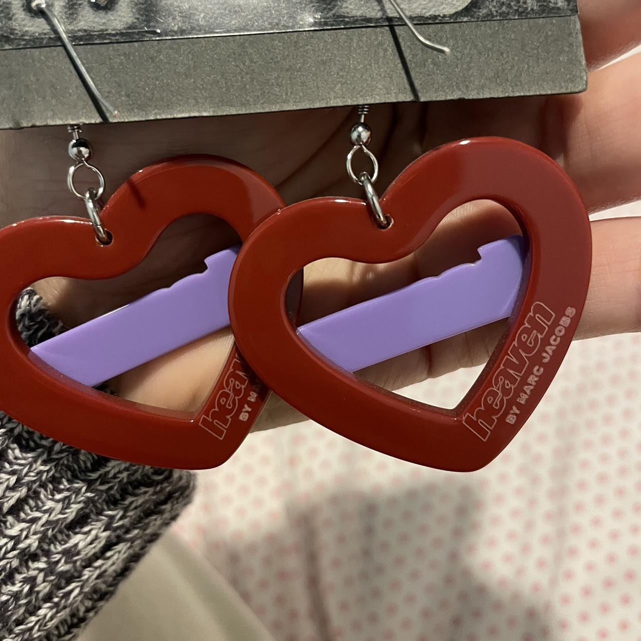 HEAVEN BY MARC JACOBS Heart earrings in red and | Depop