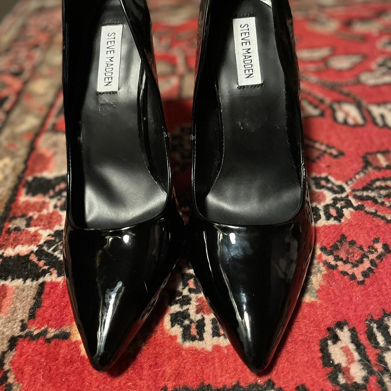 Black paten leather 4 inch pumps Depop