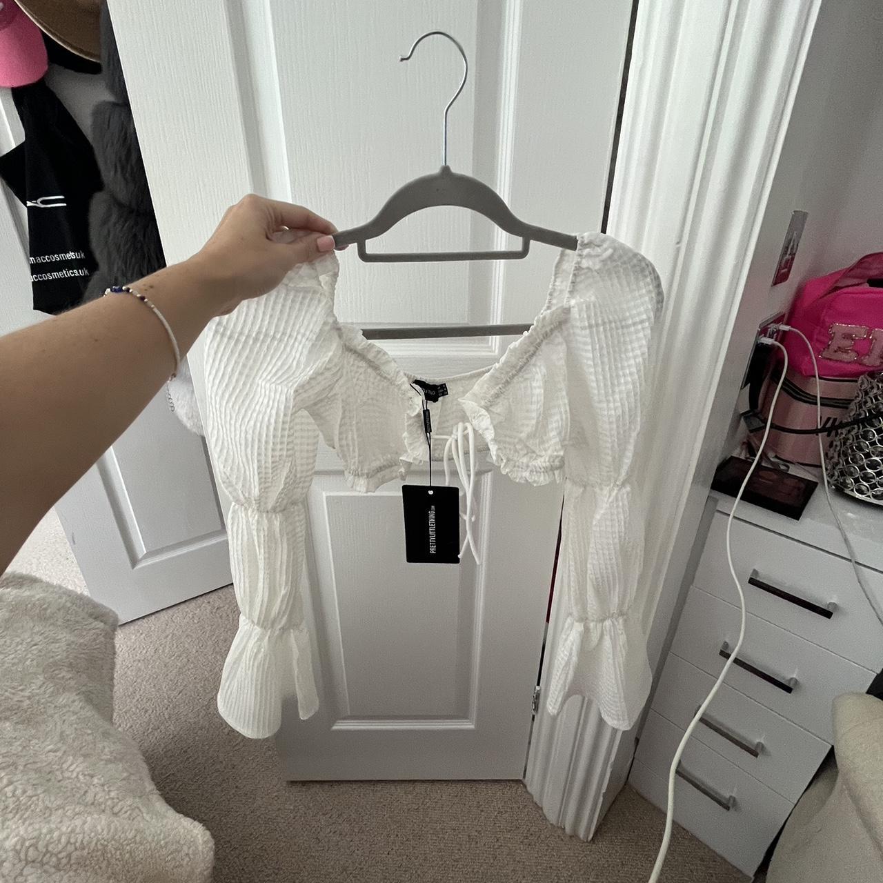 💗 Pretty little thing petite white puff sleeve crop... Depop