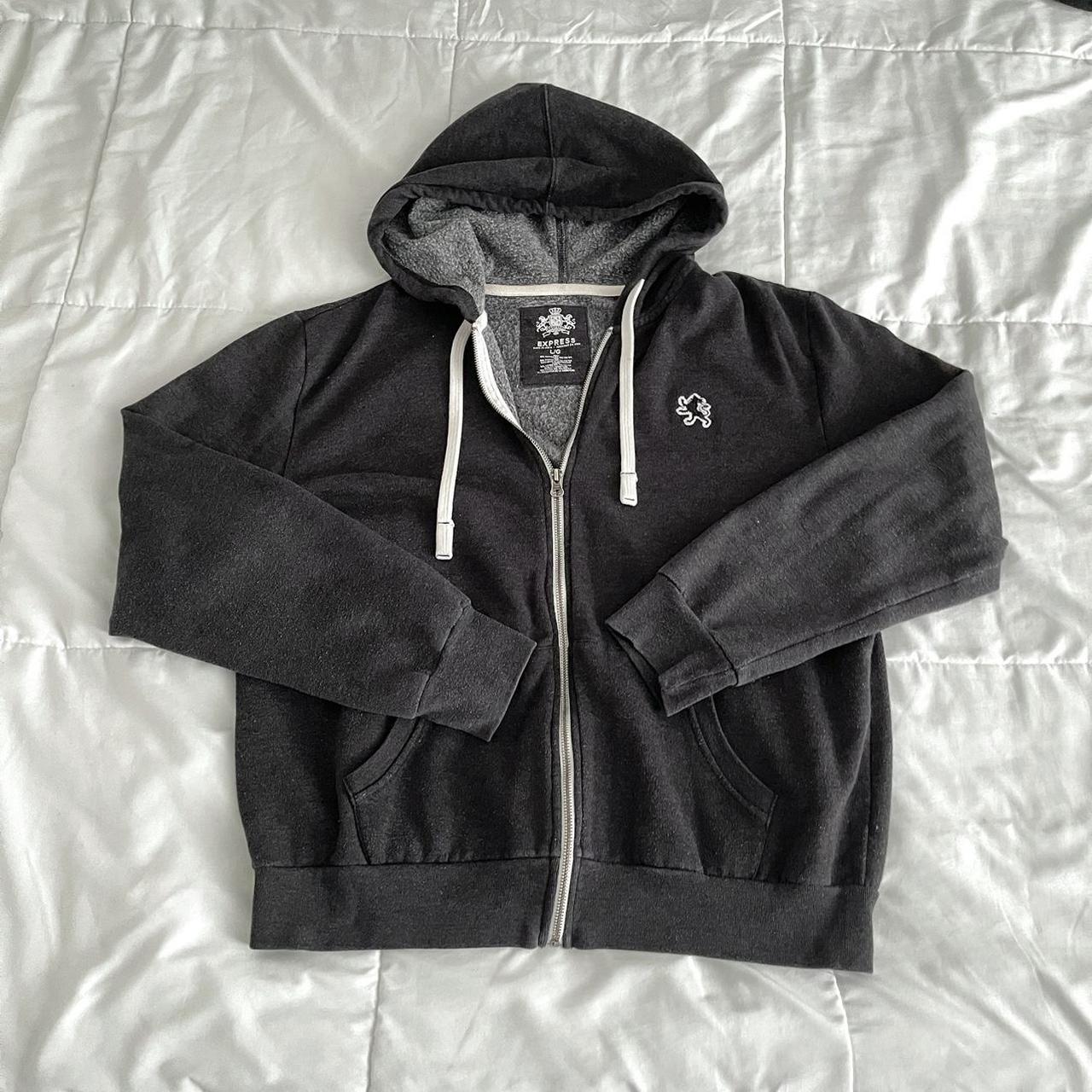 Charcoal Grey Express zip up hoodie Color is a. Depop