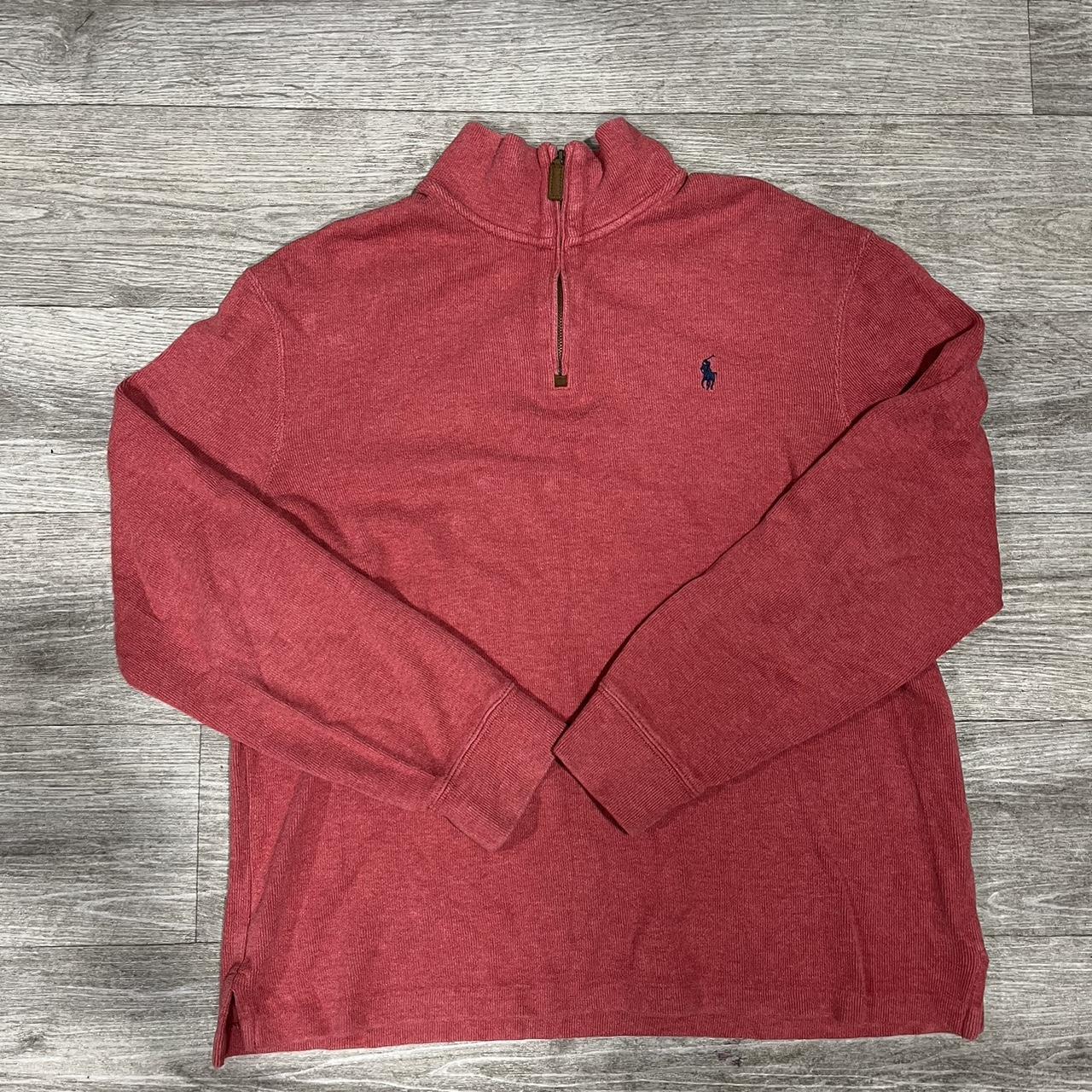 Men’s salmon Ralph Lauren quarter zip jumper size L - Depop