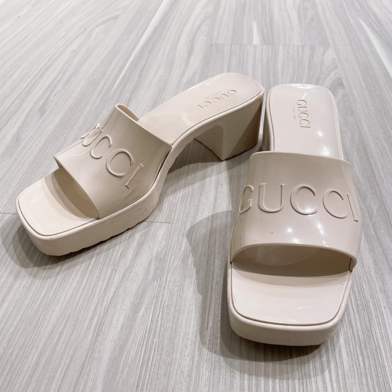 Gucci Women's Platform Block Heel Slide Sandals. In... Depop