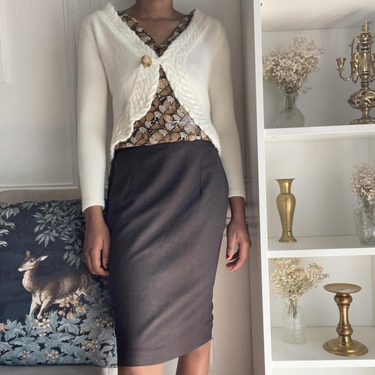 Dark brown wool pencil skirt best sale