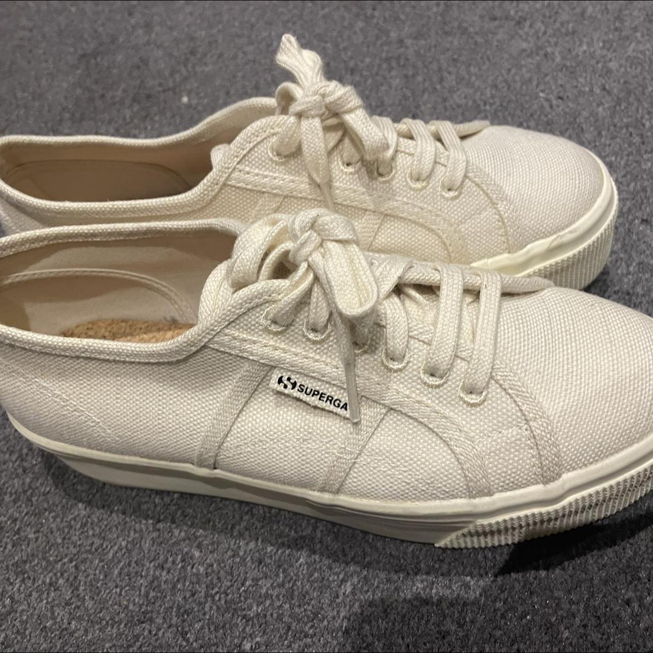 Platform cream canvas Supergas worn once just... Depop
