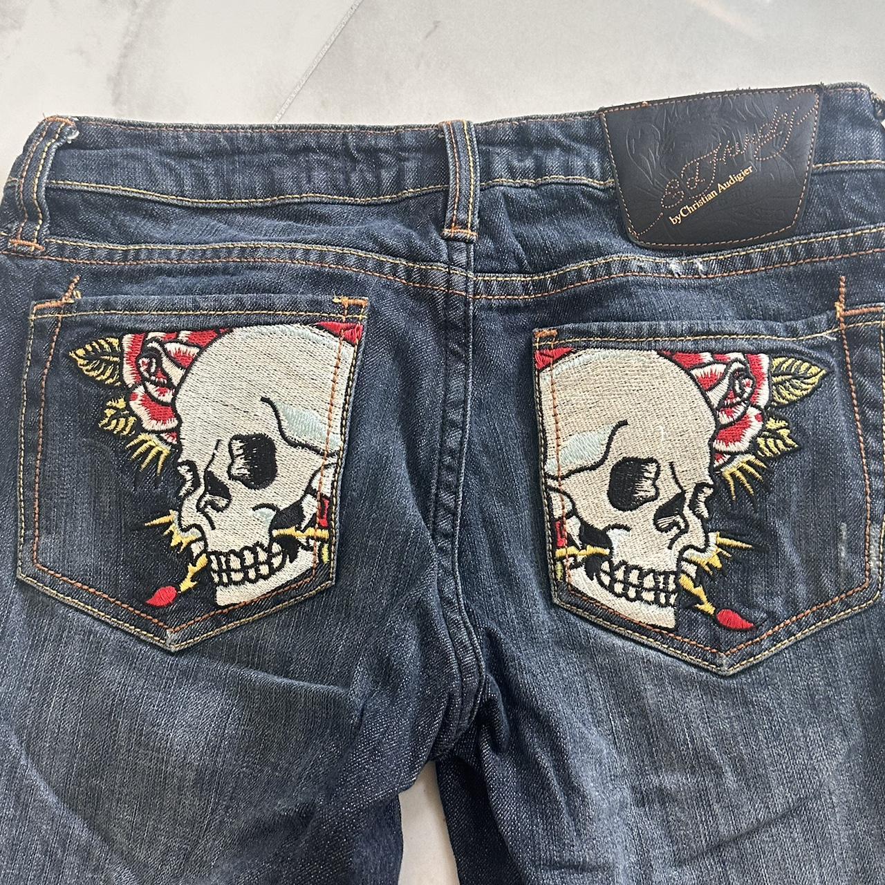 woman’s lowrise edhardy jeans size 28 worn once with... - Depop