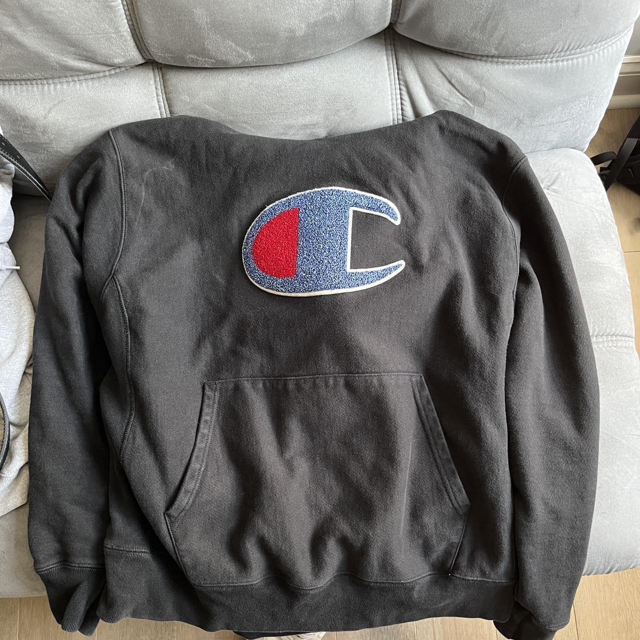 Champion big logo hoodie Size L - Depop