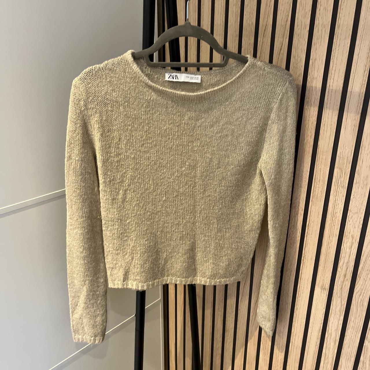 Zara jumper, with gold three, size M, worn couple of... - Depop