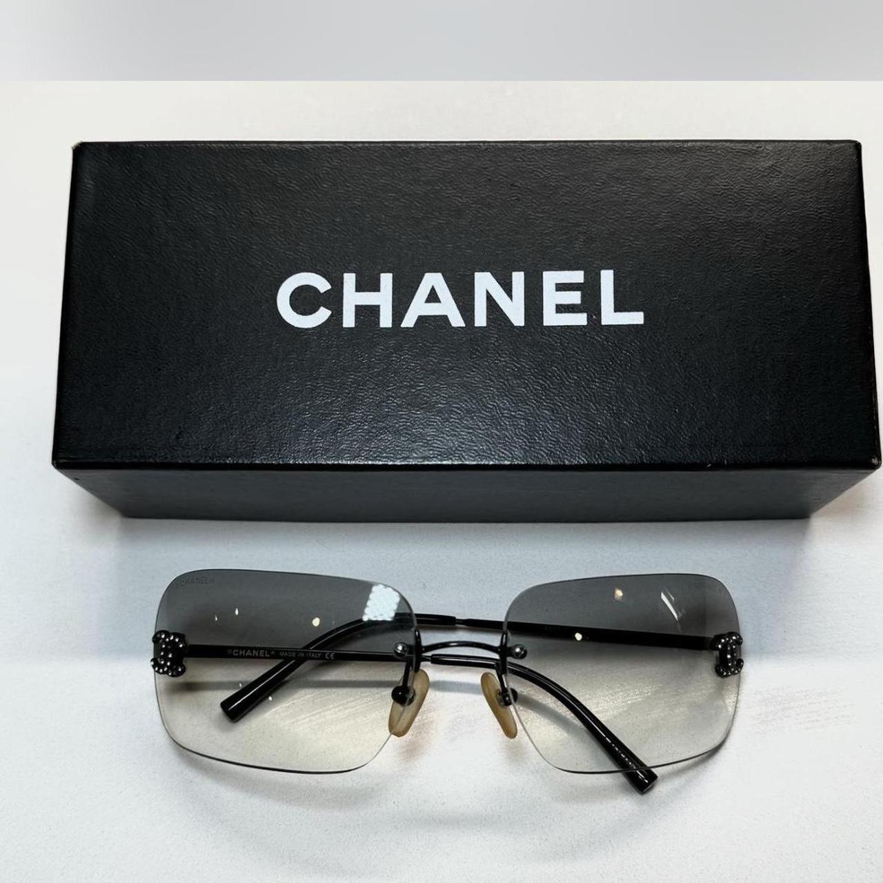 CHANEL 4017-D Rhinestone CC Sunglasses In black to | Depop