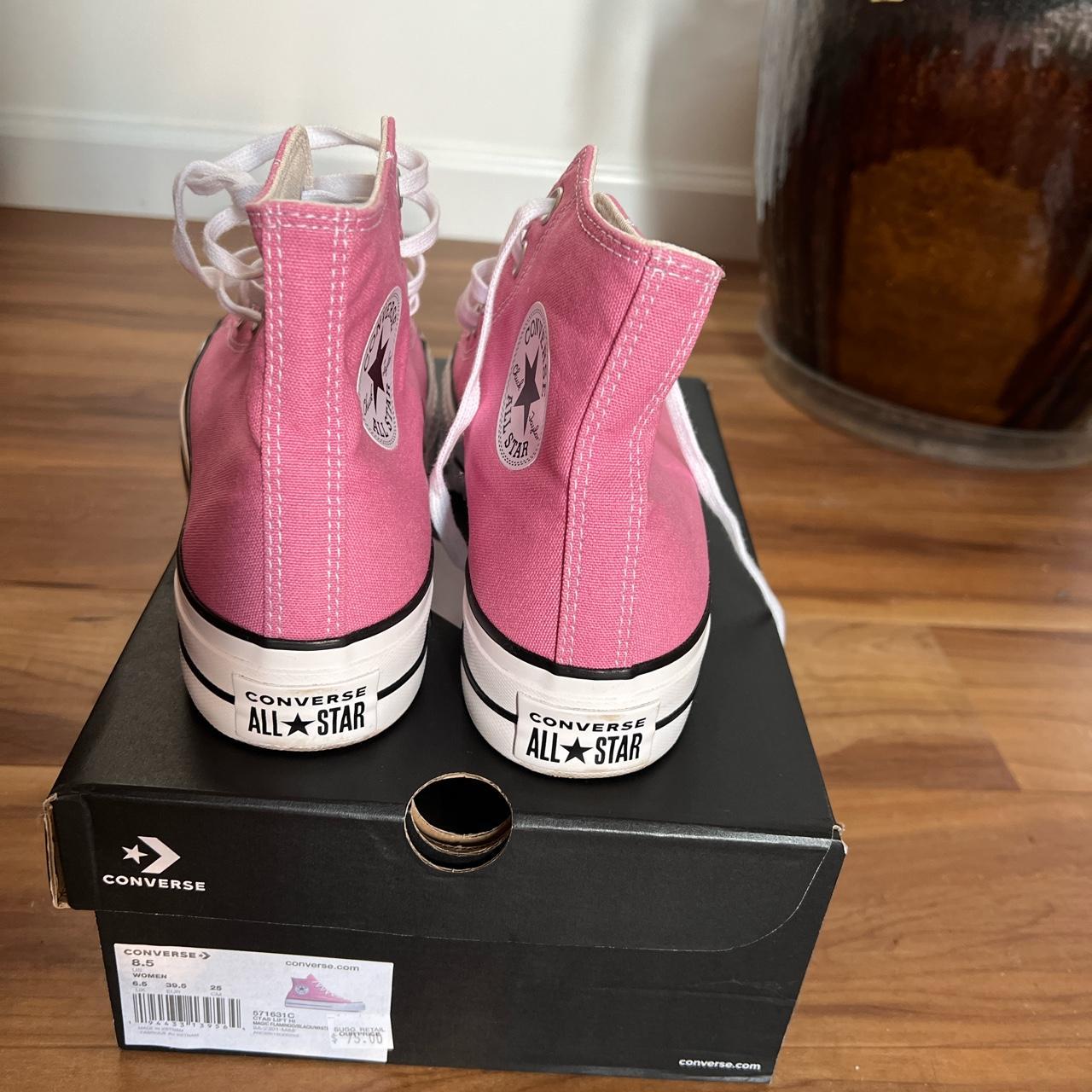 Barbie pink high top platform converse - Only worn... - Depop