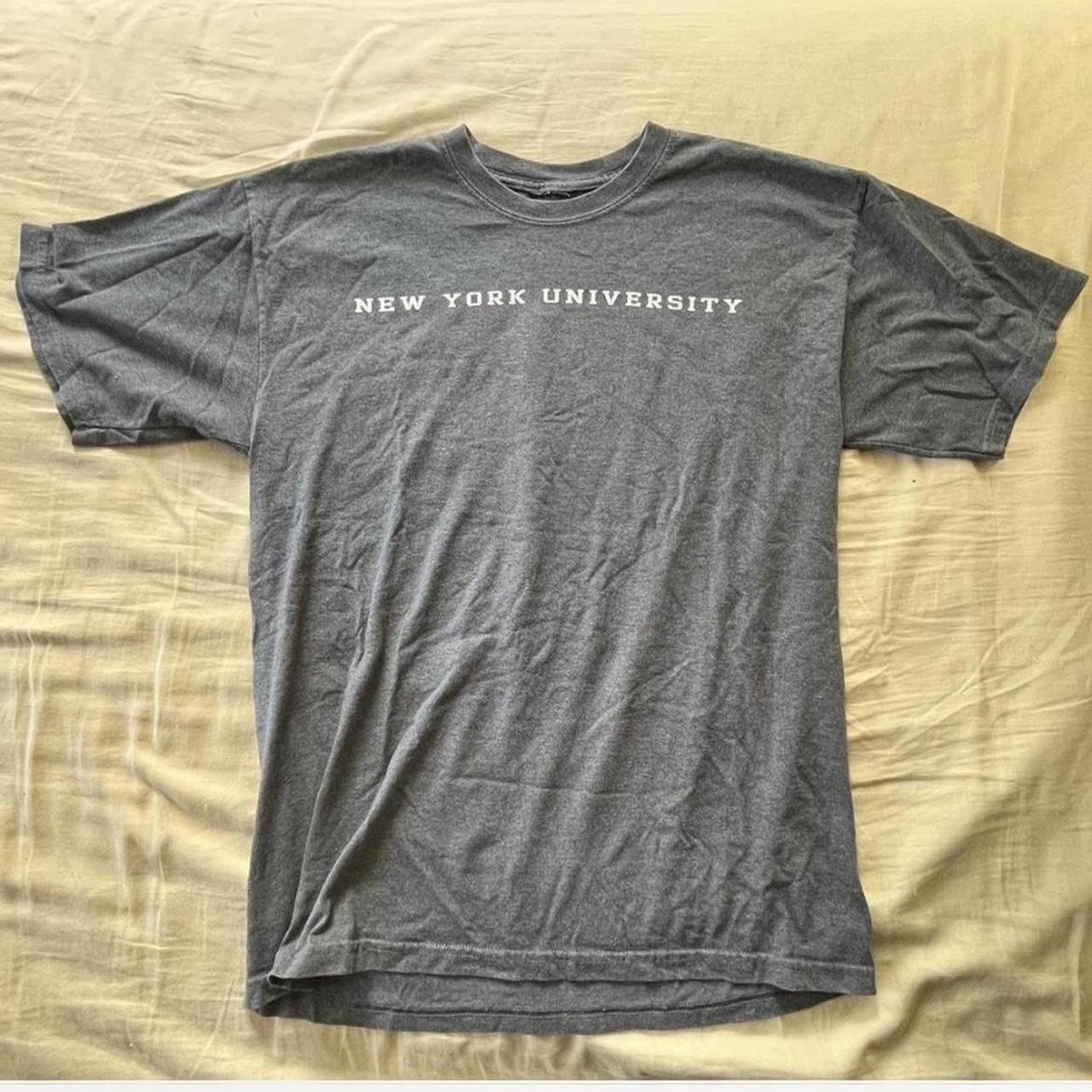 NYU New York University grey blue t shirt tee... - Depop