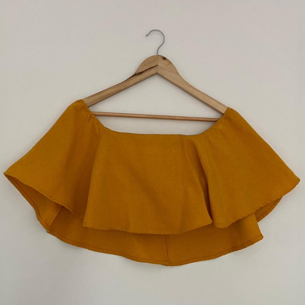mustard off the shoulder top au 6, sheike pick up... Depop