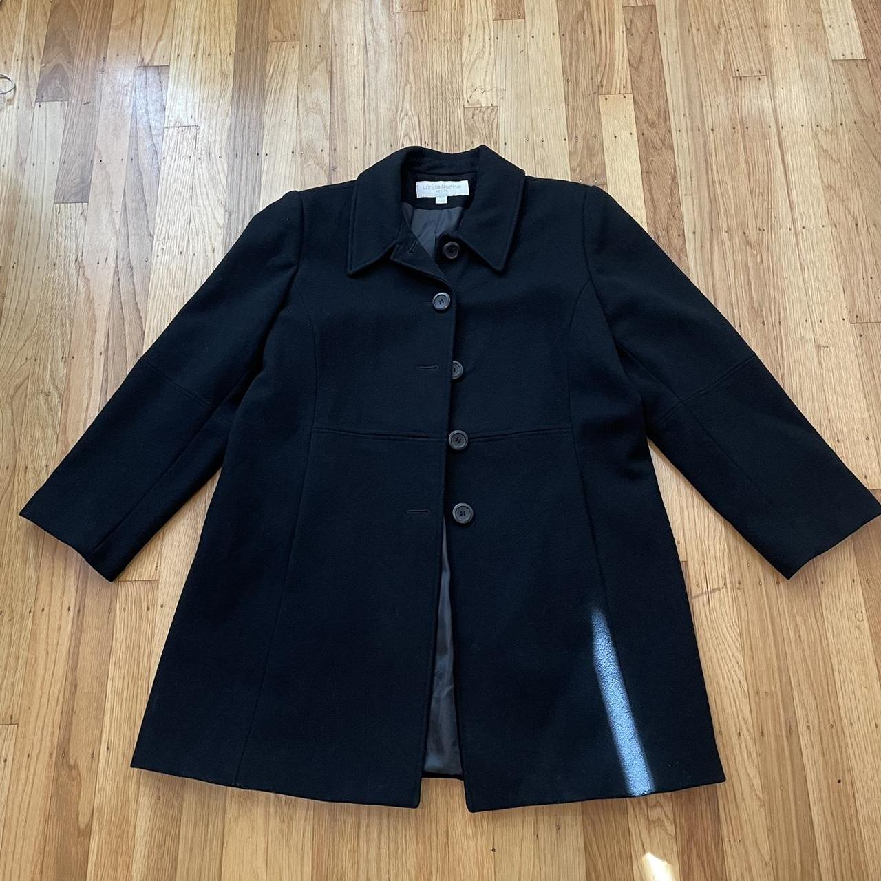 Liz Claiborne Black Wool Coat Women s Size 16P Depop