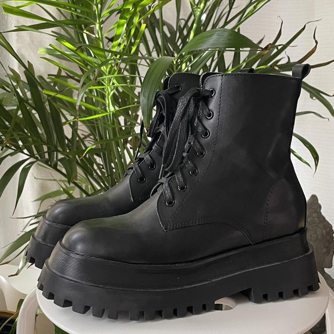 platform combat boots by shein size 39, 7.5 (narrow... - Depop