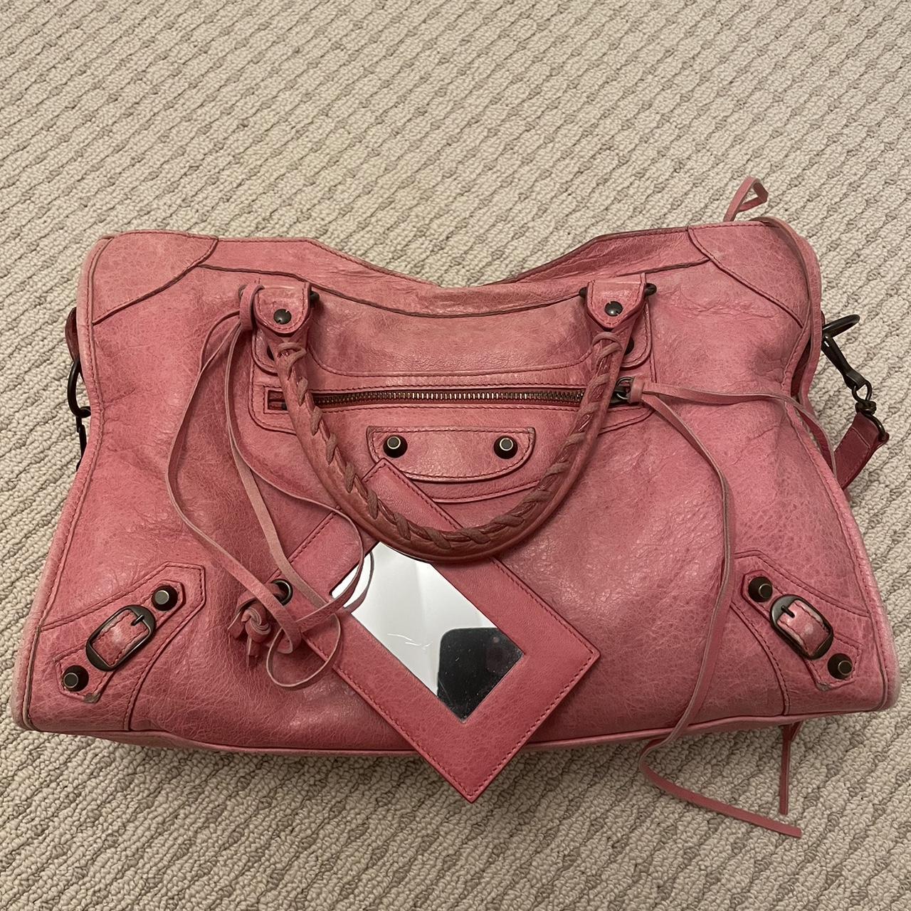 balenciaga 2000s y2k moto city bag in light pink... Depop