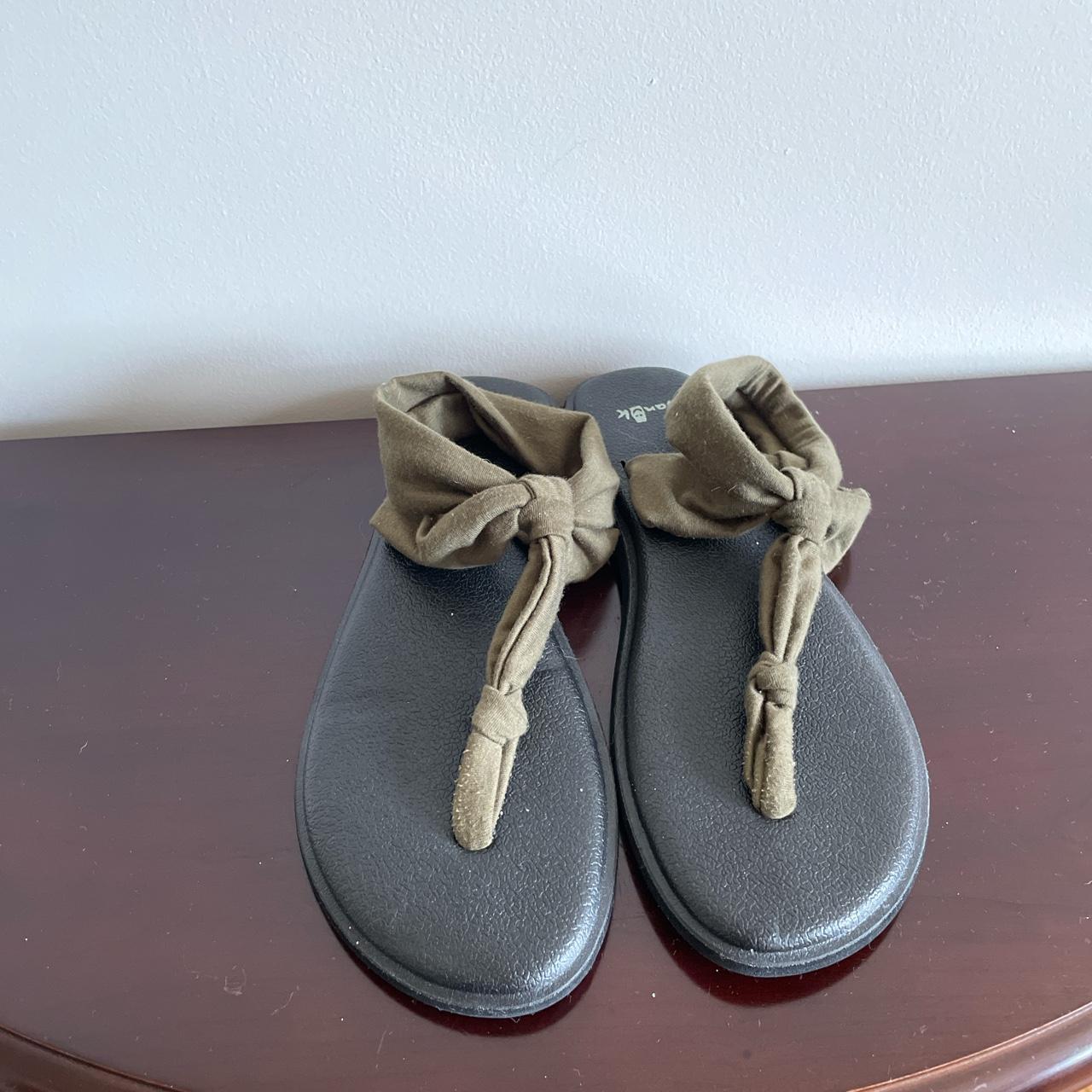 Sanuk Sandals! Barey worn and a size 8. They wrap - Depop