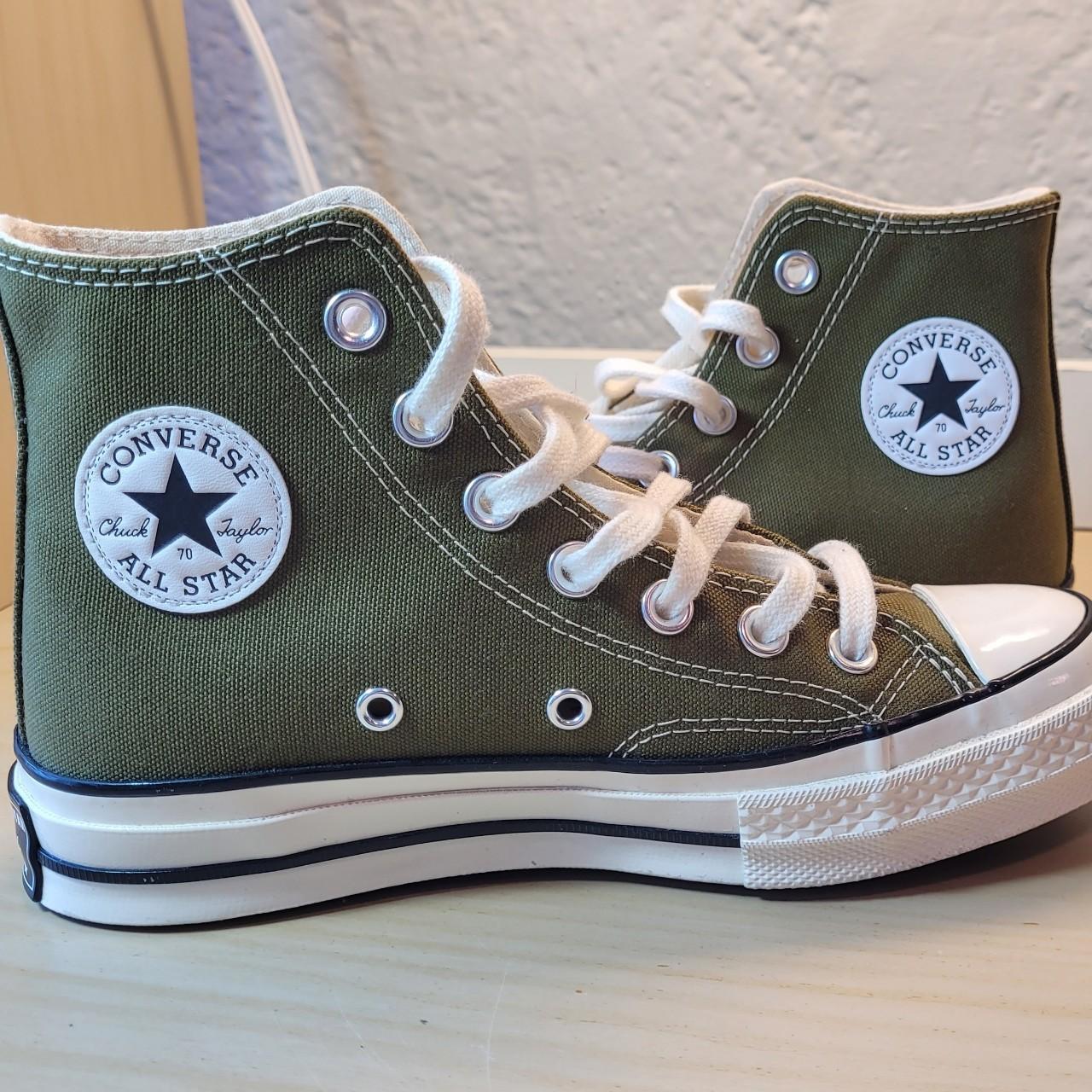 New forest green Converse high tops. Womens size 5.... - Depop