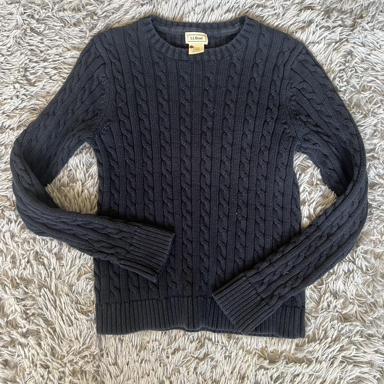 Deep blue LL Bean cable knit sweater!! This is so... - Depop