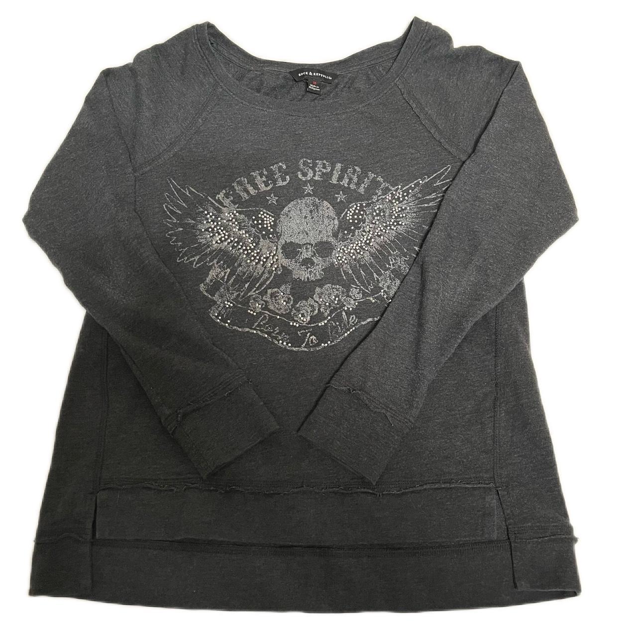 Rock and Republic Women's Grey and White Shirt (2)