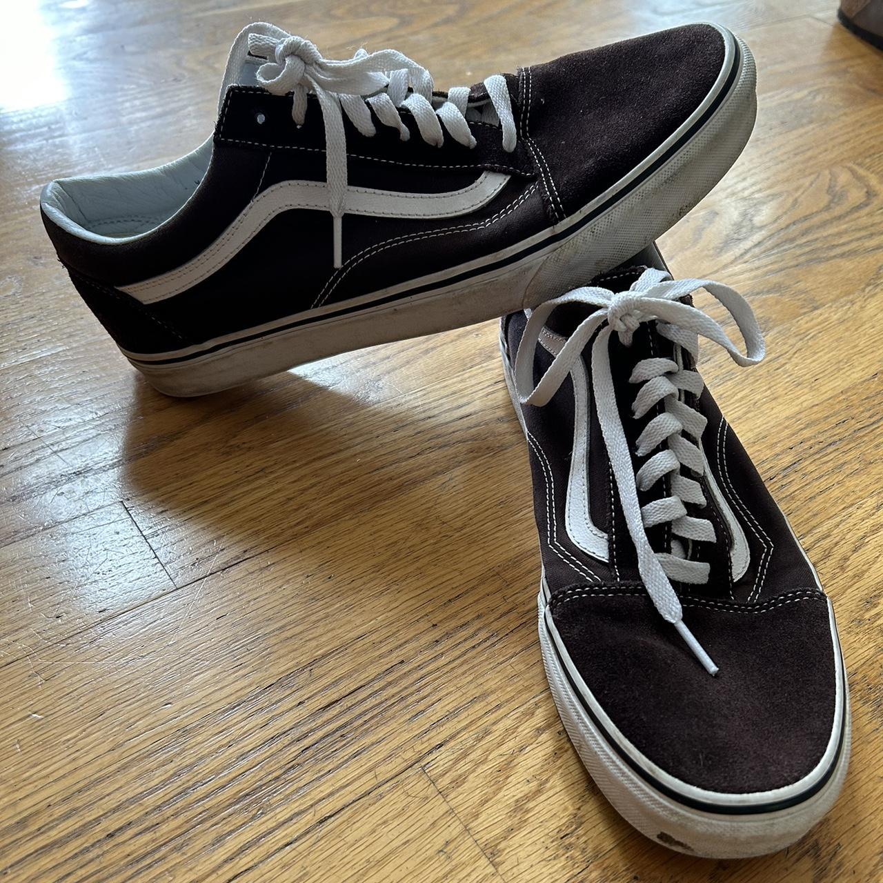 Vans Men's Brown and White Trainers | Depop