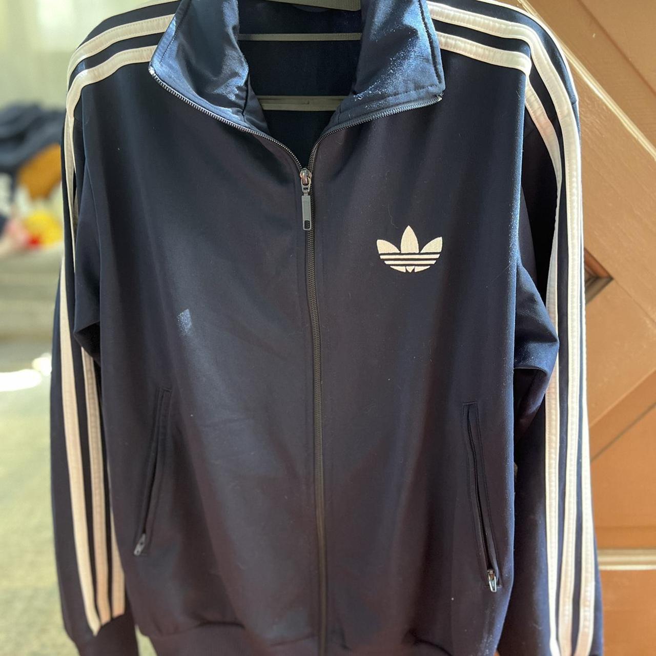 Adidas Women's Navy and Blue Jacket Depop