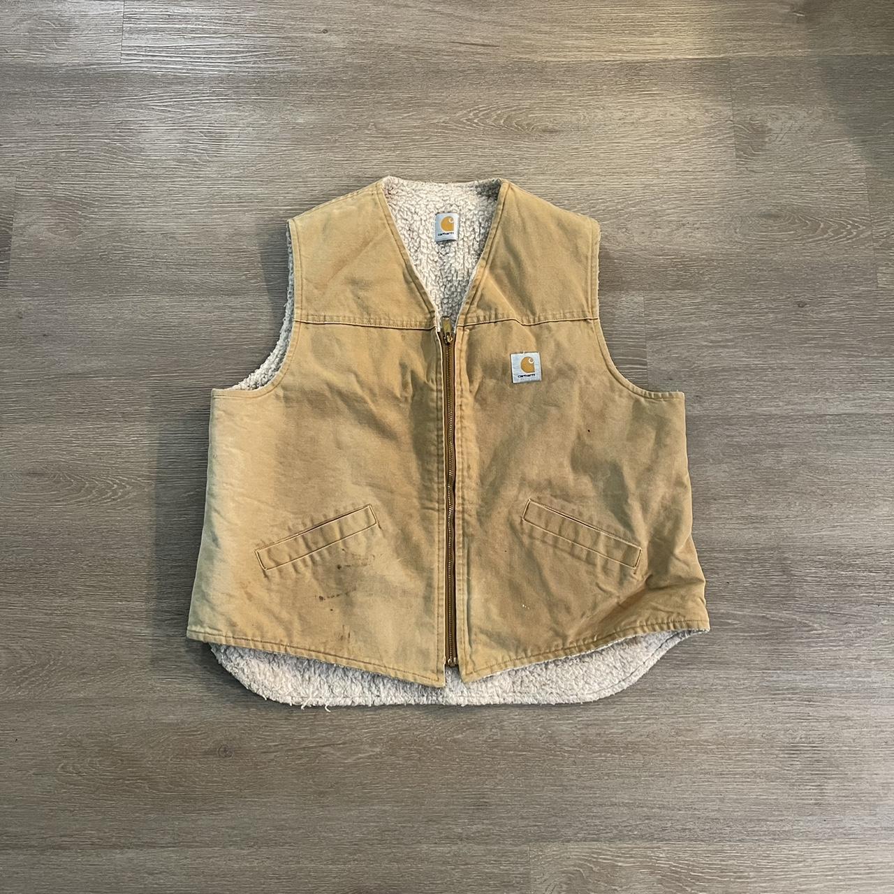 Carhartt Tan Sherpa Lined Zip store Up Vest Size M