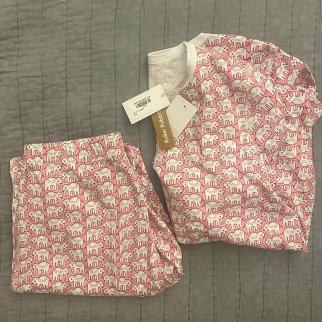 Roller Rabbit Women's Pink and White Pajamas | Depop