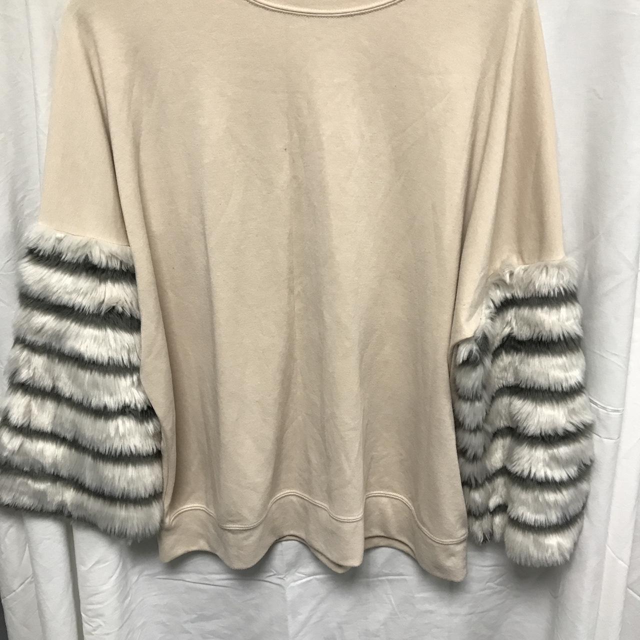 Faux fur clearance sleeve sweatshirt