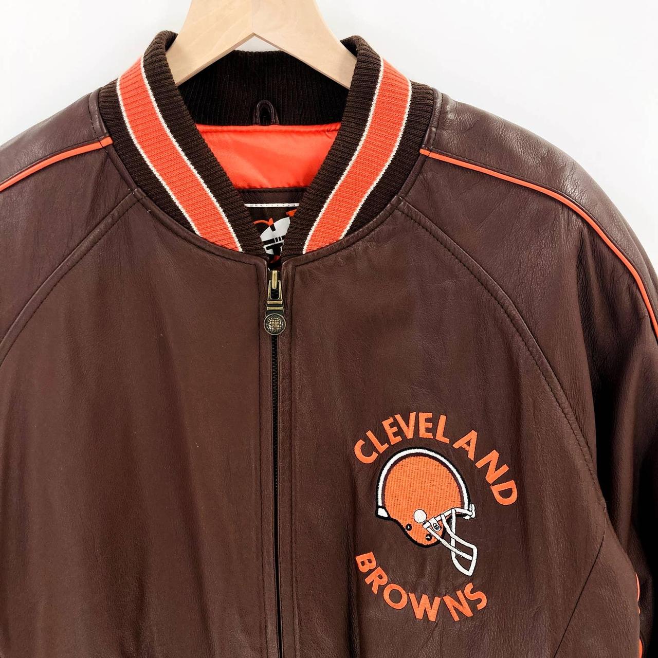 Vintage Brown G-III Cleveland Browns Leather Jacket