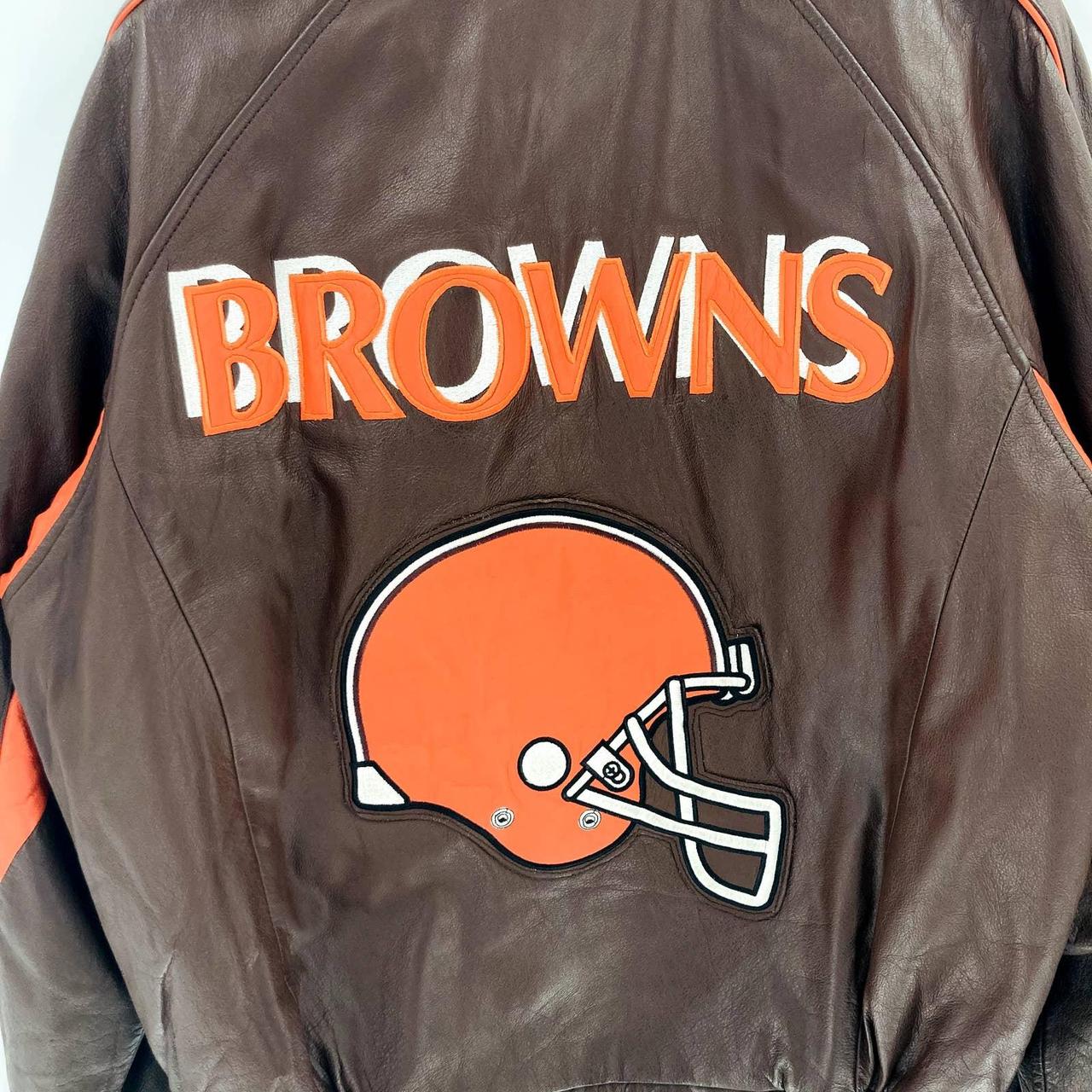 Vintage Oversized Cleveland Browns leather bomber - Depop