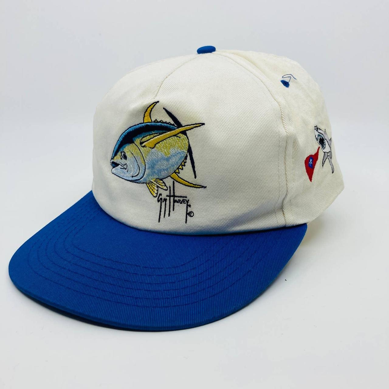 Vintage Guy Harvey Snapback Hat Fish Sharks White - Depop