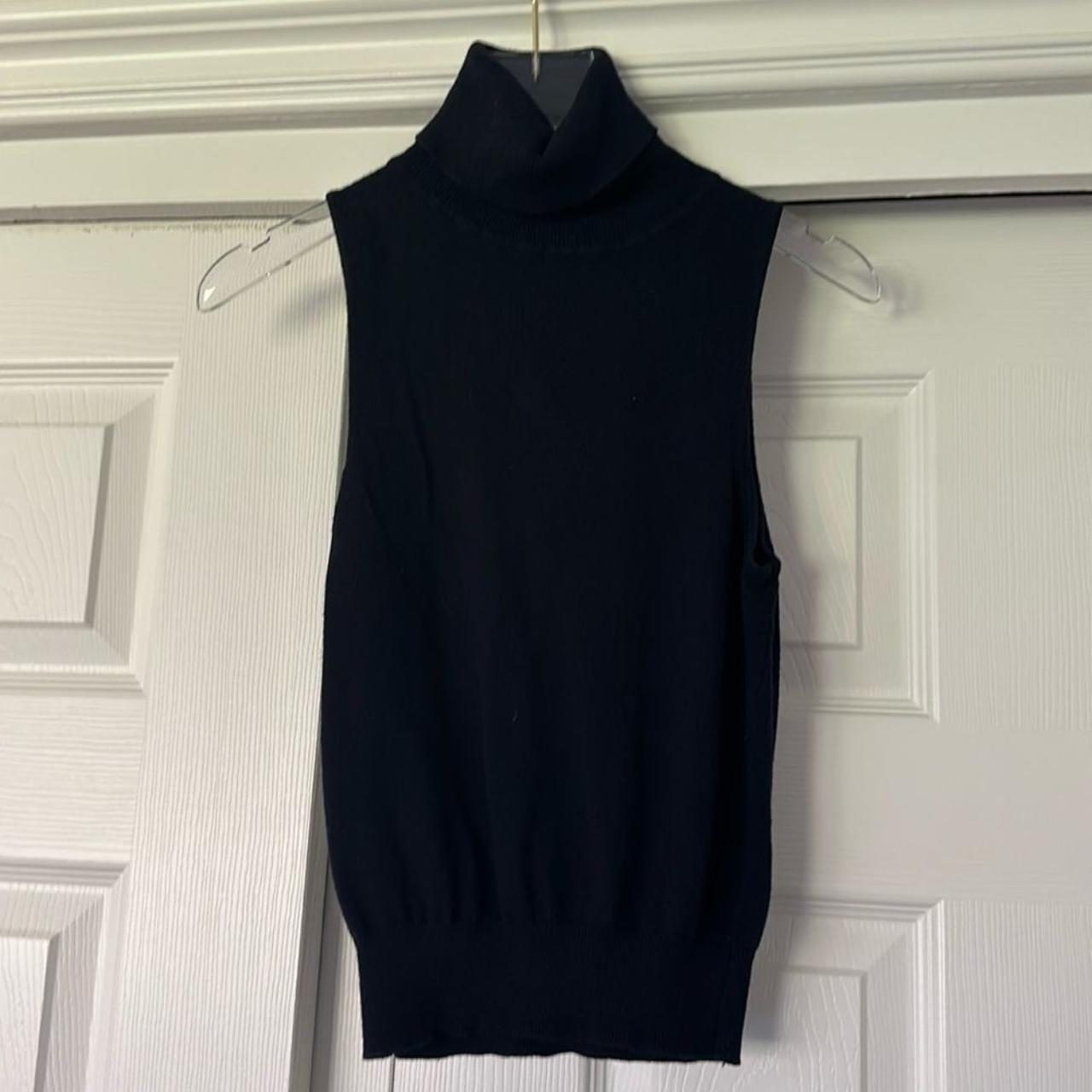 Mango Women's Sweater - Blue - XXS – Mango Navy turtleneck sleeveless sweater Super cute …