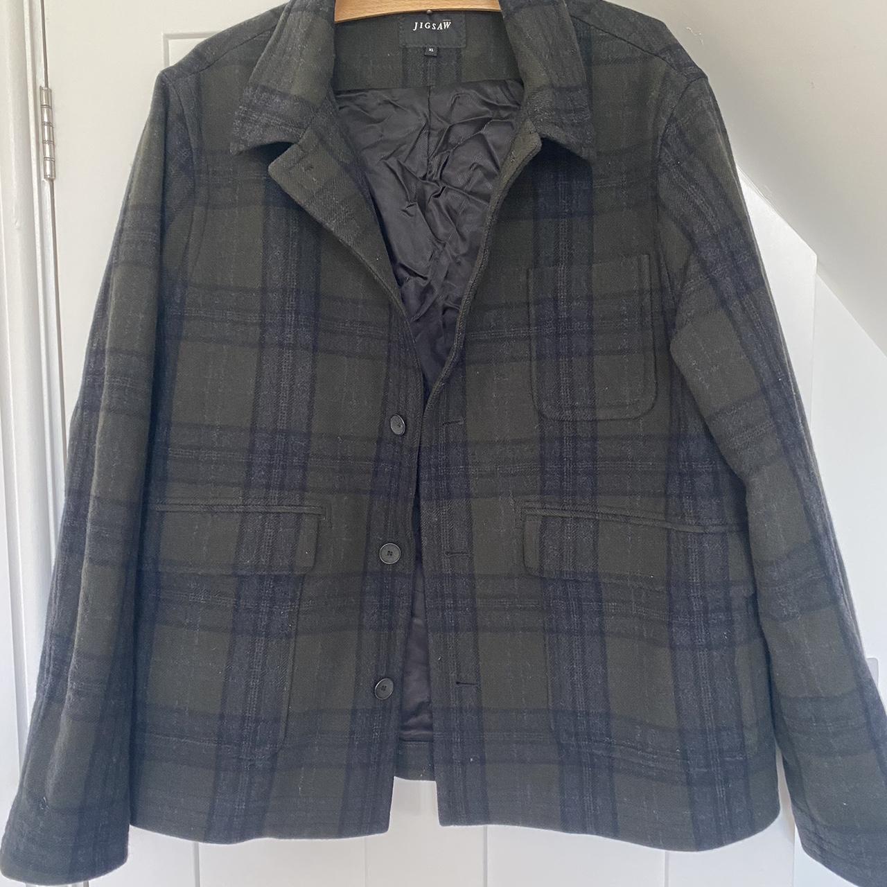 Jigsaw Tartan Green Coat Peacoat XL. In very. Depop