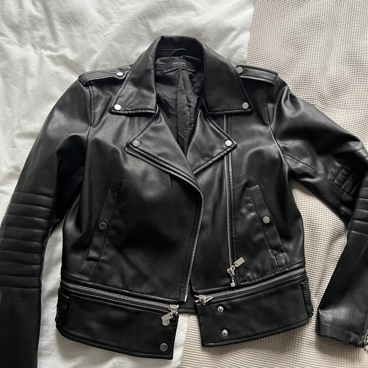 Zara Faux Leather Jacket Zara Leatherjacket Depop   P0 