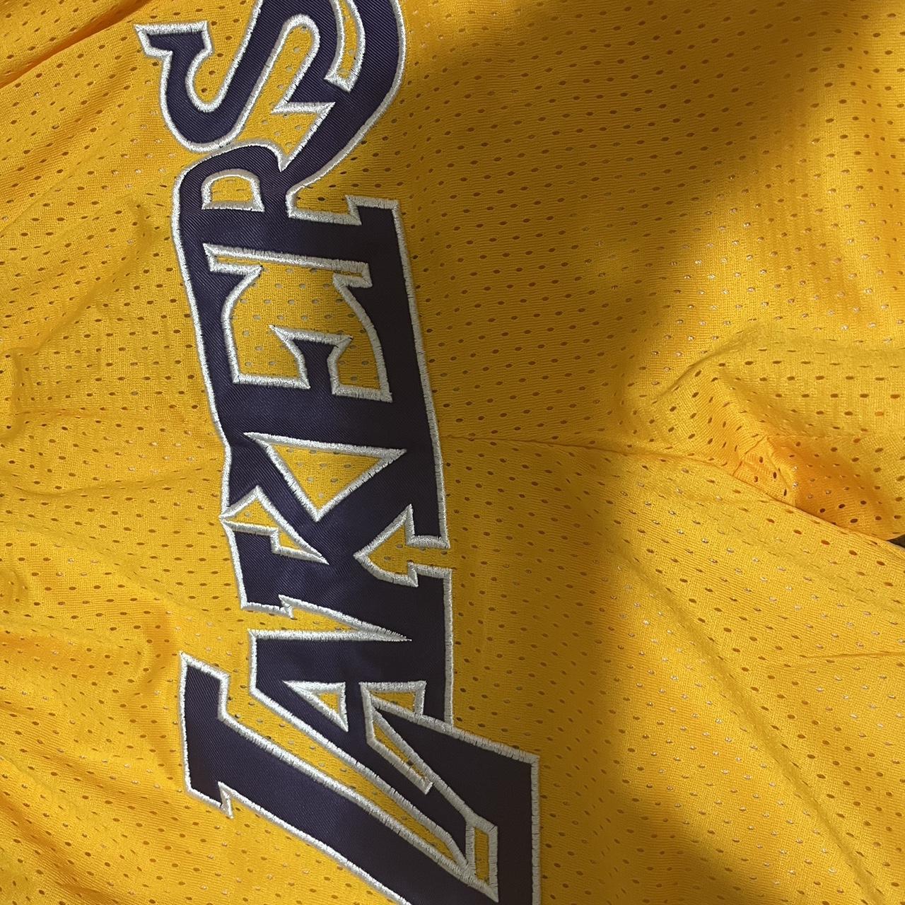 Repop Vintage purple and yellow Lakers jersey shorts - Depop