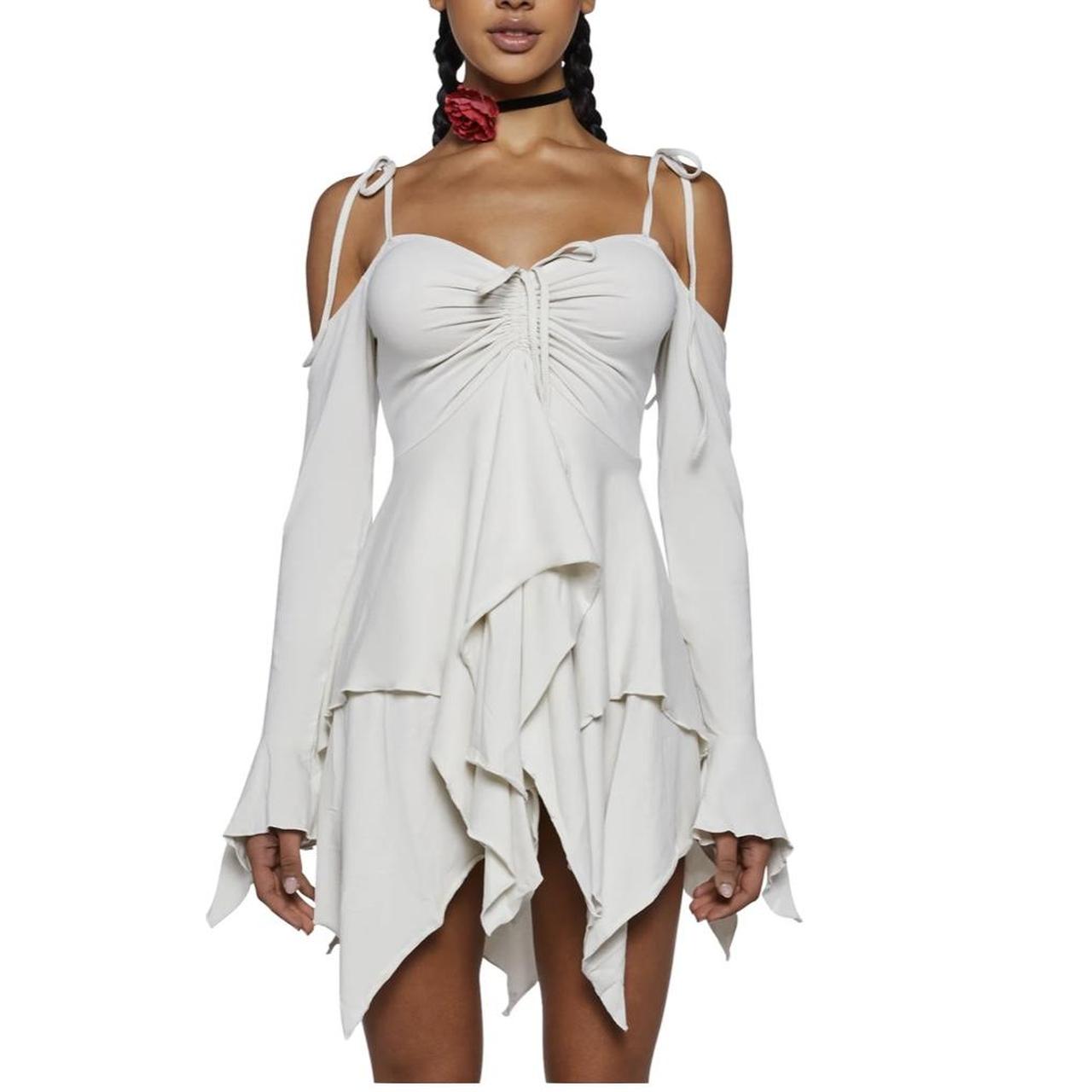 Dolls kill fairies hankerchief pixie dress in cream.... Depop