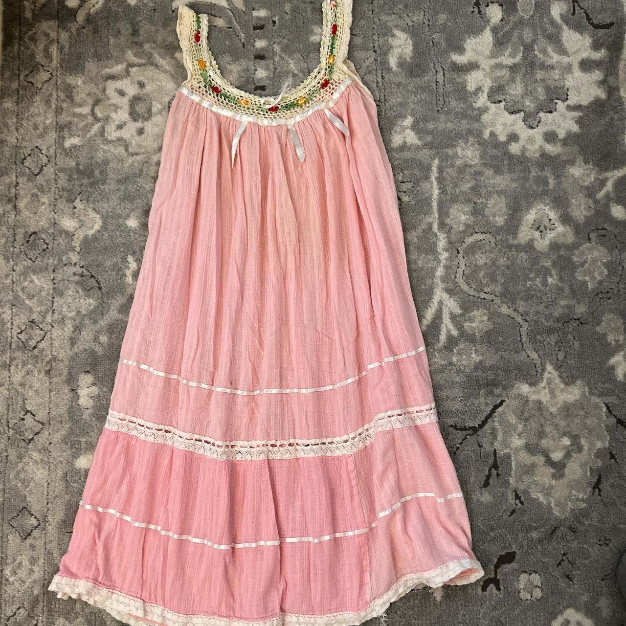 cute cotton dress with knit neckline unmarked size... Depop