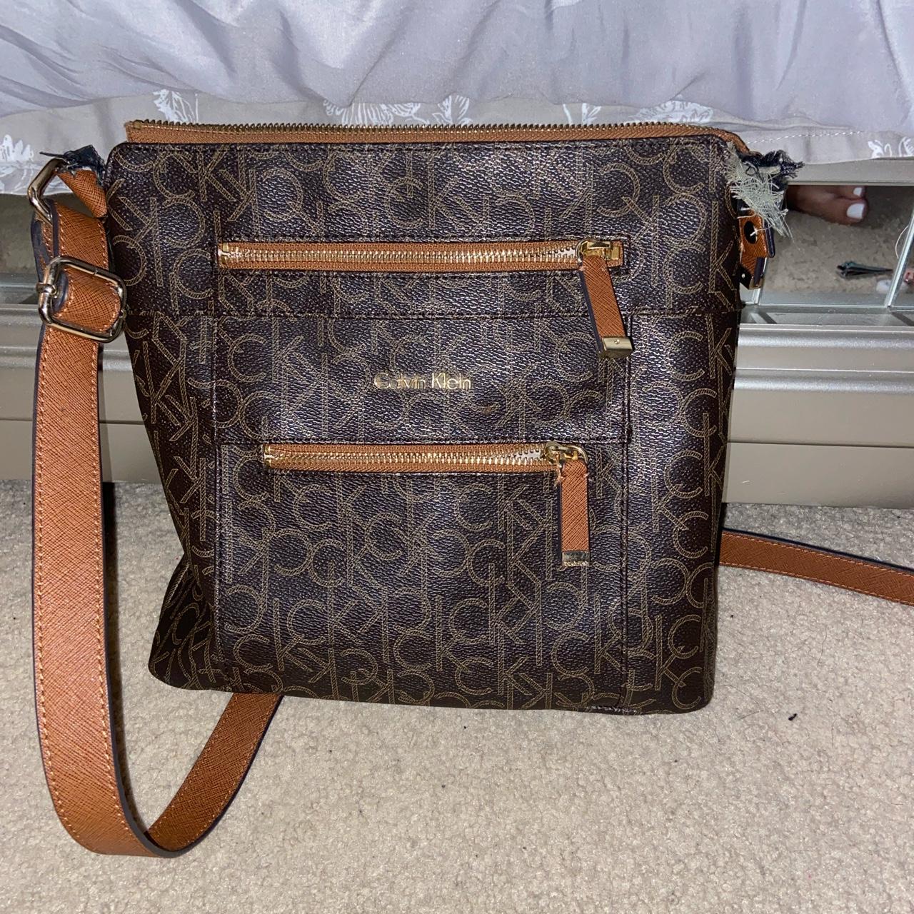 Calvin Klein Hudson Monogram Satchel Shoulder Bag Handbag Purse