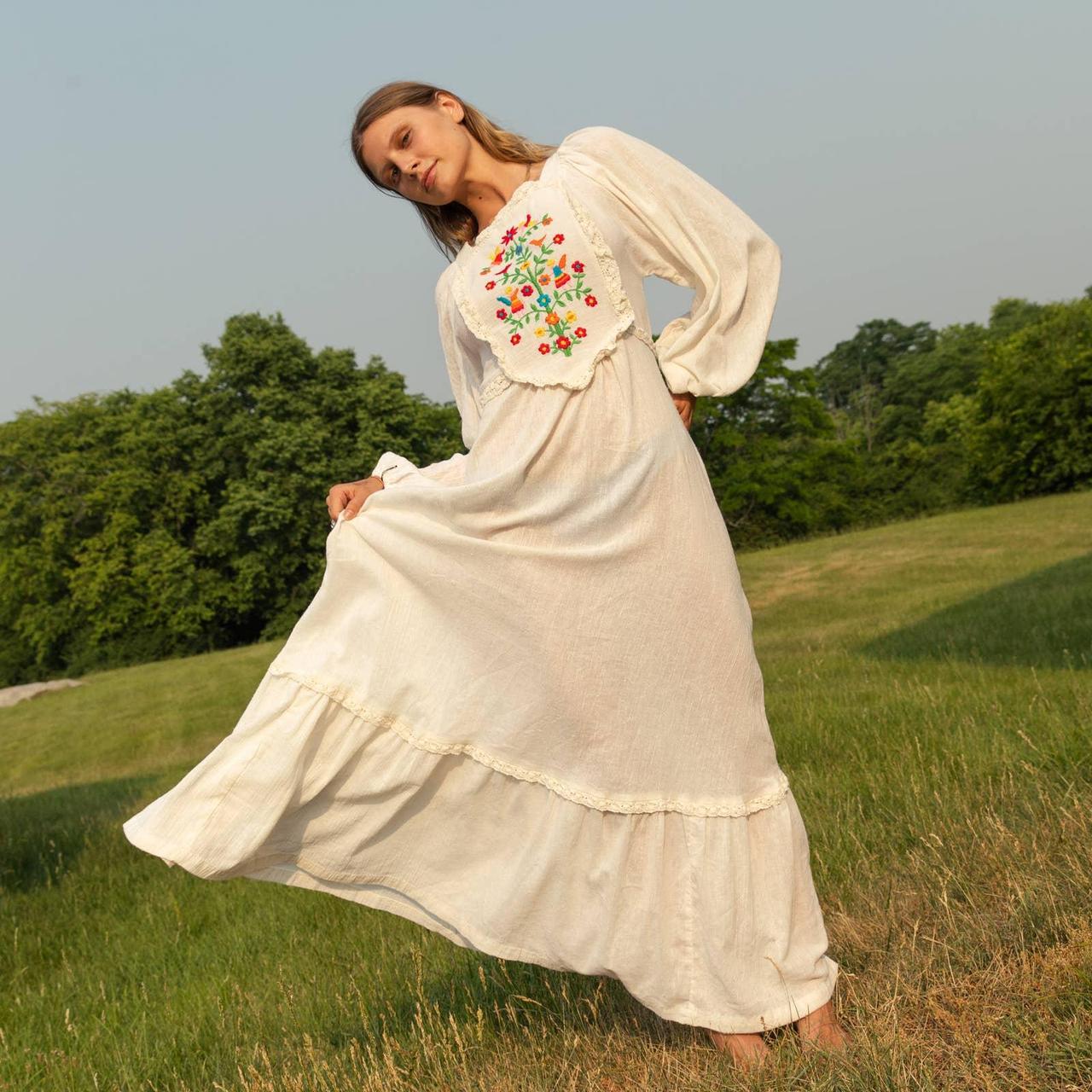 1970s 2024 white dress