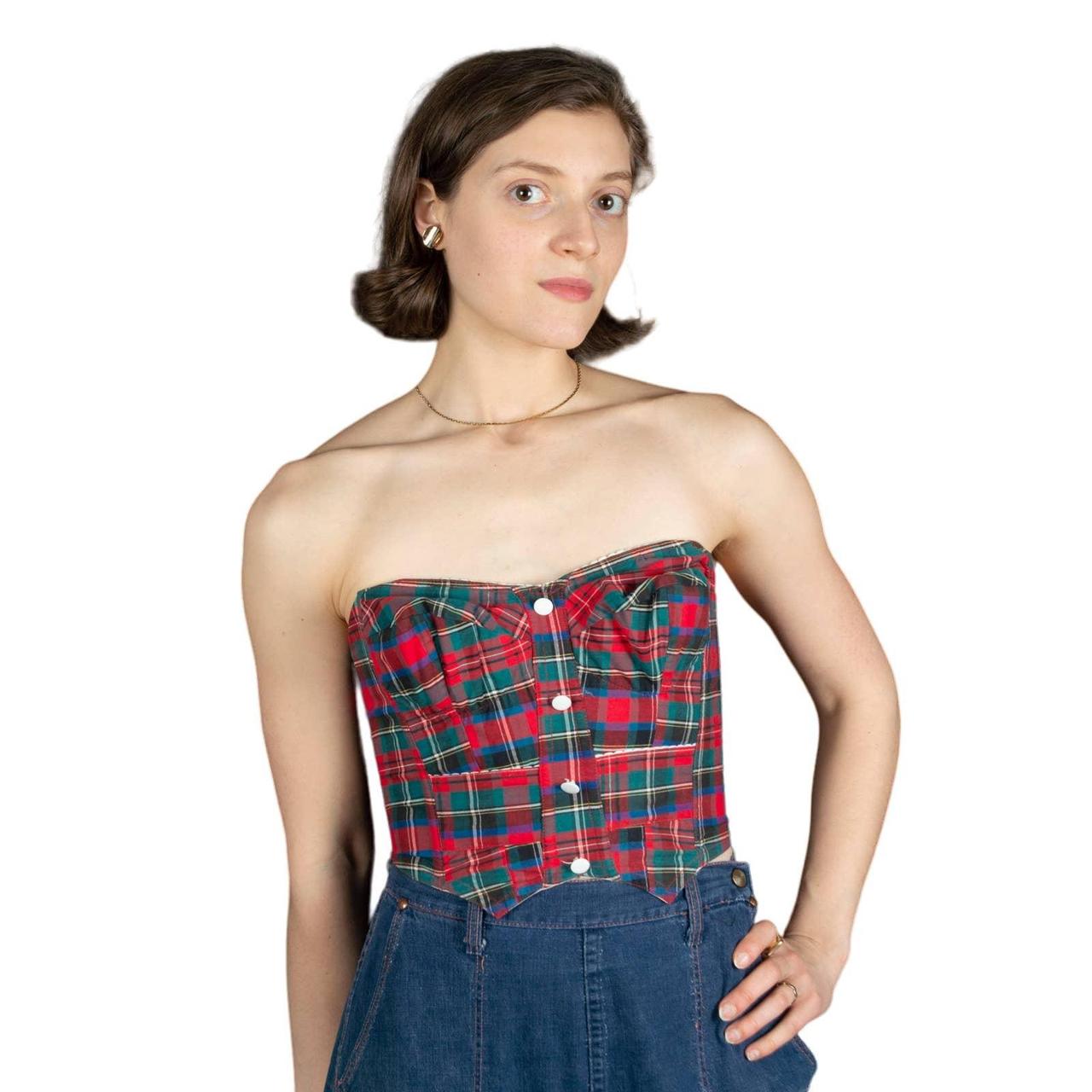 Strapless Plaid Bustier Top