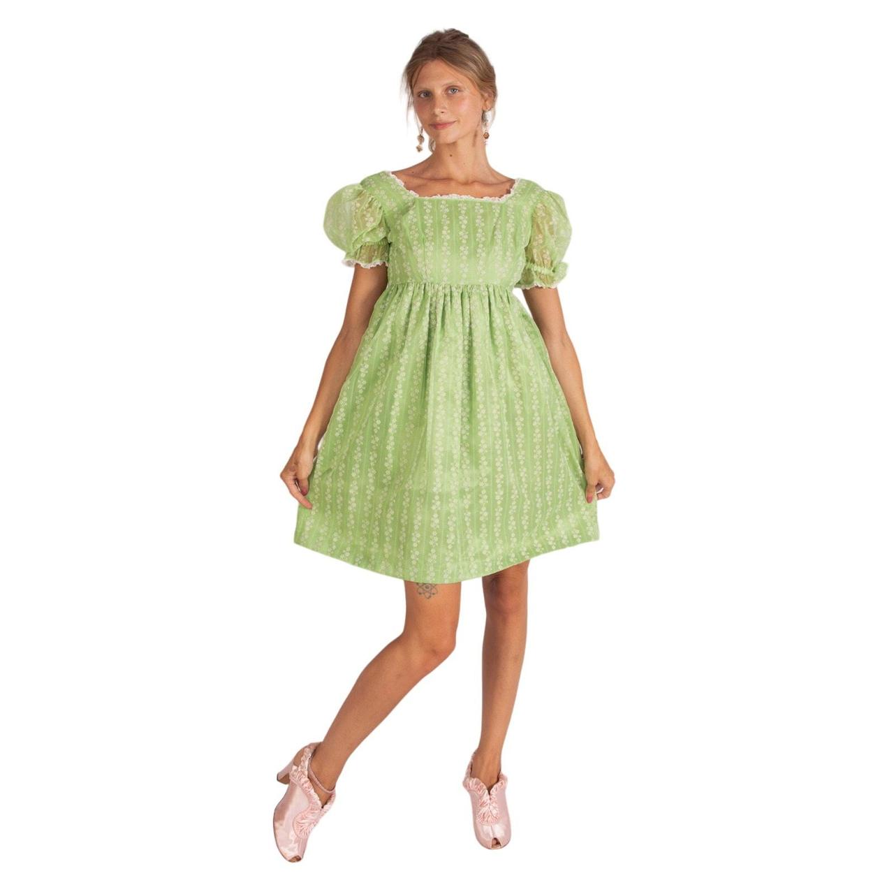 1960s Flocked Babydoll Dress Small Mini Depop