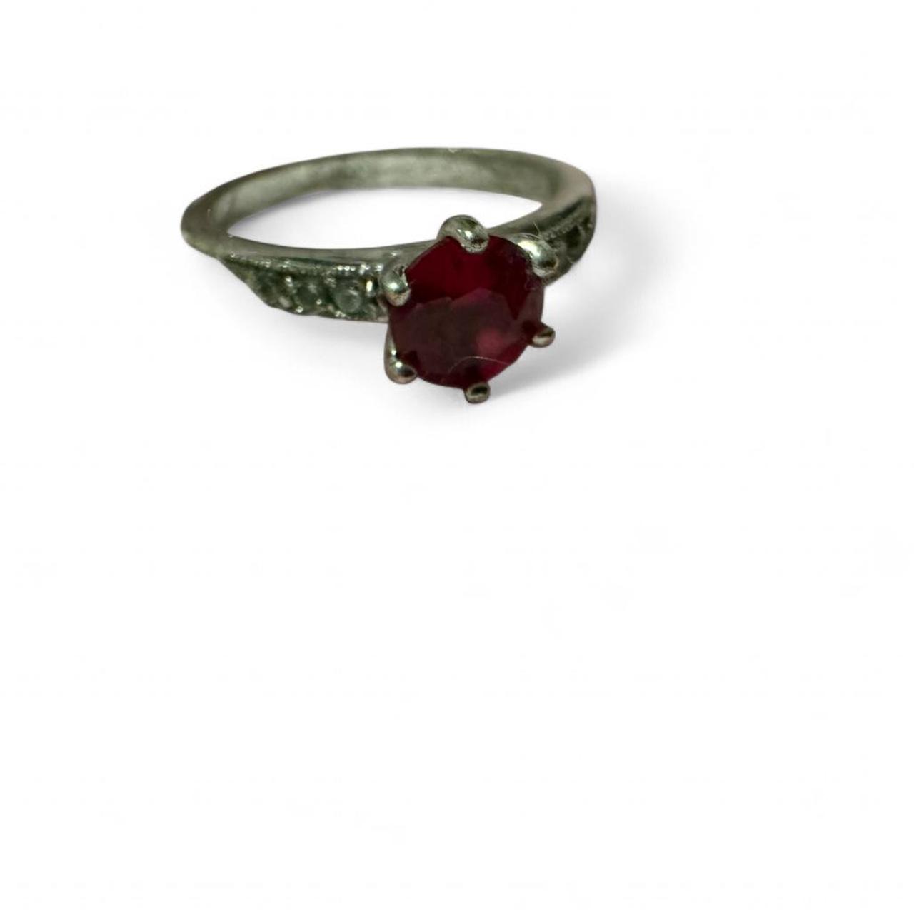 Women's Ring - Silver/Red – Ruby and green garnet… - image 1