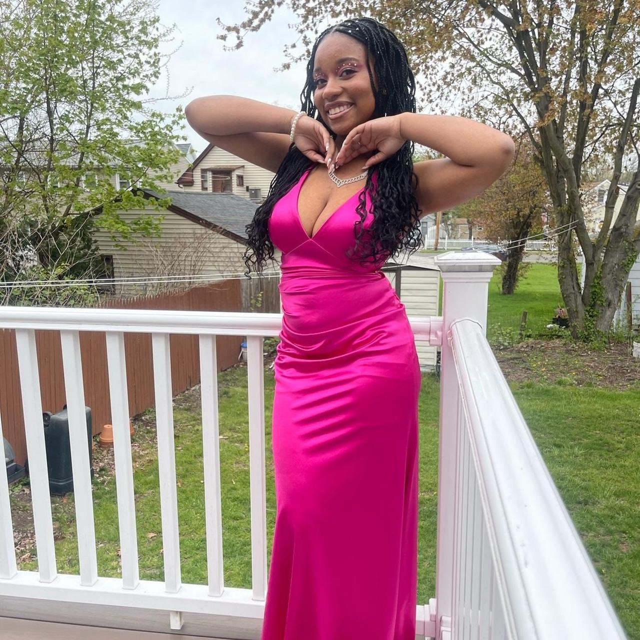 BEAUTIFUL hot pink prom dress worn this to my. Depop