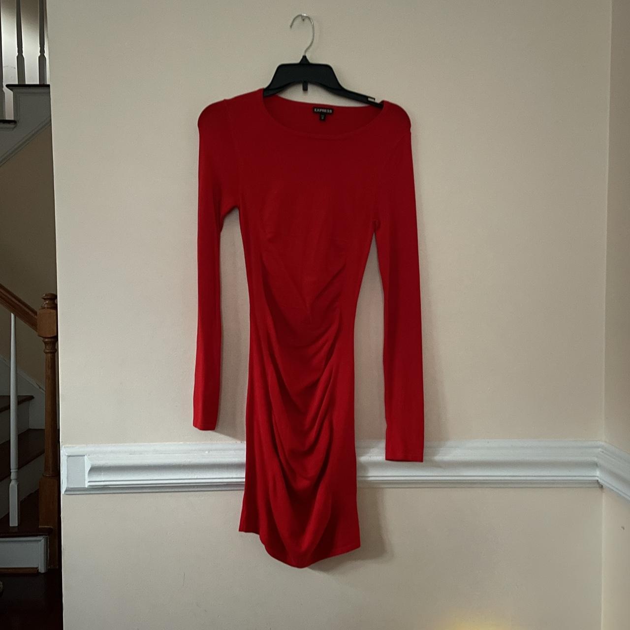 Express Red Ruched sweater dress Super soft Depop