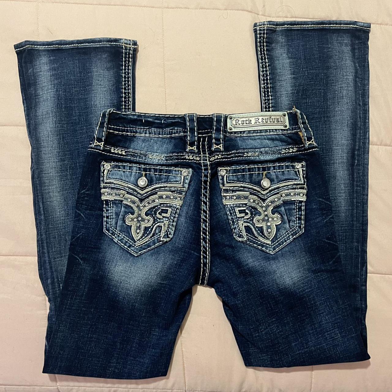 Buckle Women's Bootcut Embellished Jeans Navy/Blue 26 – Rock